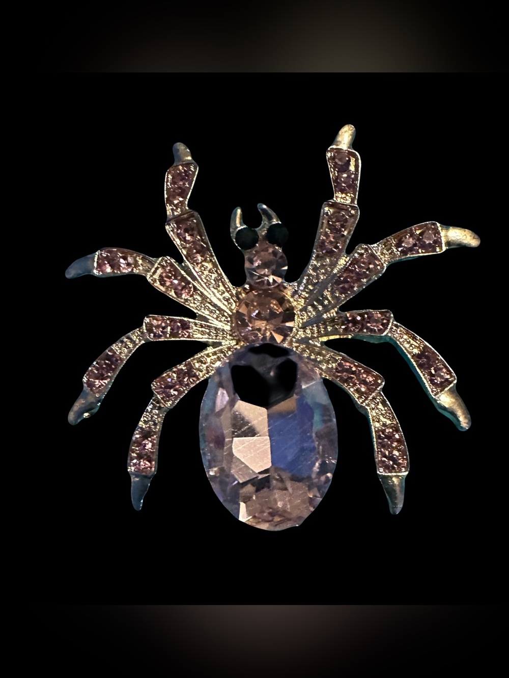Crystal Spider Pin Brooch in Pink